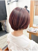 エルア角床秋カラーショートボブ