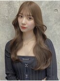 韓国レイヤー くびれレイヤー 韓国前髪 小顔 ベージュカラー