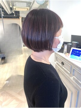 シェノン 赤羽店(CHAINON) 前上がりピンクブラウンショート艶髪カラー赤羽駅近美容院