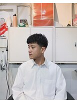 メリケンバーバーショップ フクオカ(MERICAN BARBERSHOP FUK)&nbsp;べリーショートダークアッシュニュアンスパーマ韓国マッシュ