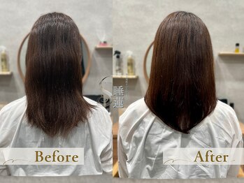 睡蓮 平井店の写真/【髪にやさしく、柔らかく】当店独自の髪質改善ケアストレートで年齢を感じさせない大人女性へ