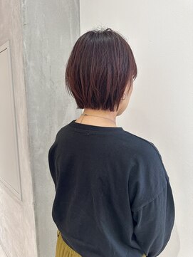 ヨーク(YOKE) YOKE レイヤーボブ切りっぱなしボブミニボブボルドーレッド