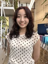 ニーム 栄(nimes)&nbsp;ブリーチなしワインレッド×レイヤーパーマ