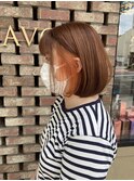 オレンジイヤリングカラーボブスタイル