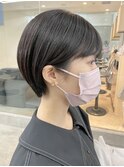 大人ショートボブ黒髪ショートカットマッシュショート前髪あり