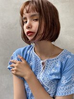 大人かわいいコンパクトAラインボブ 柔らかマロンベージュ♯
