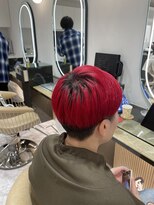 マッシュ×ツーブロック×レッドカラー