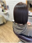 赤みキャンセル透明感ツヤカラー切りっぱなしボブ