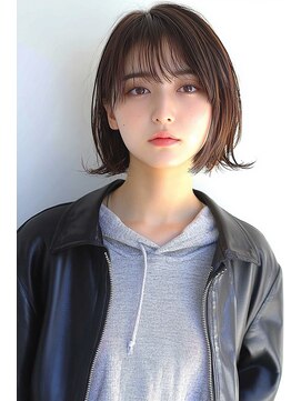 アボヘアー(Abo hair) 大人可愛いココアグレージュ耳掛け小顔美シルエットショートボブ