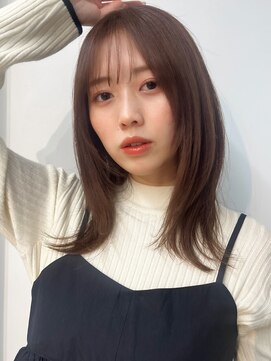 ユアーズヘア 神楽坂店(youres hair) サラ艶ミディアムレイヤーボブオリーブベージュダークアッシュ