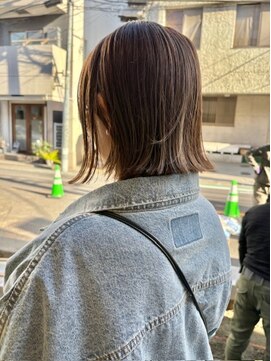 ぷつっとボブミニボブハイライトグレージュ顔周りカット