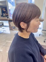 アッシュ 下北沢店(Ash)&nbsp;白髪ぼかしハイライトの耳掛けショートボブ