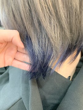 プログレスプラス ☆ハイトーンシルバー×襟足ブルー☆裾カラー グラデーション