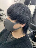 マッシュ/ストレート/黒髪/ダウンパーマ