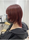 エアリーウルフ美髪ケアブリーチレッドピンクカラー練馬所沢韓国