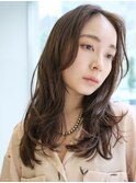 モテ髪レイヤーカット/レイヤーカットロング/ベージュ/顔周り