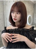 ツヤ髪ピンクブラウン ワンカールレイヤーカット 【肥田亜沙美】