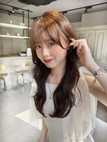 カシュカシュ 表参道(cache cache)&nbsp;シースルー前髪顔まわりカットブラウンカラーロングヘアアレンジ