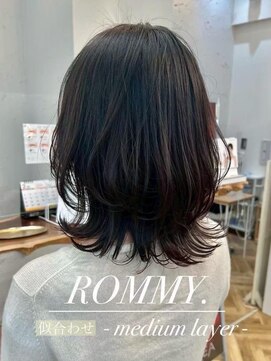 ロミー 本厚木(ROMMY.) 20代30代40代50代◎ミディアムレイヤーチャコールグレー