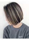 外国人風カラー×ハイライト☆丸みボブで小顔見せ