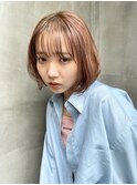 - ブリーチ  ×  ピンクベージュ　×  切りっぱなしボブ -