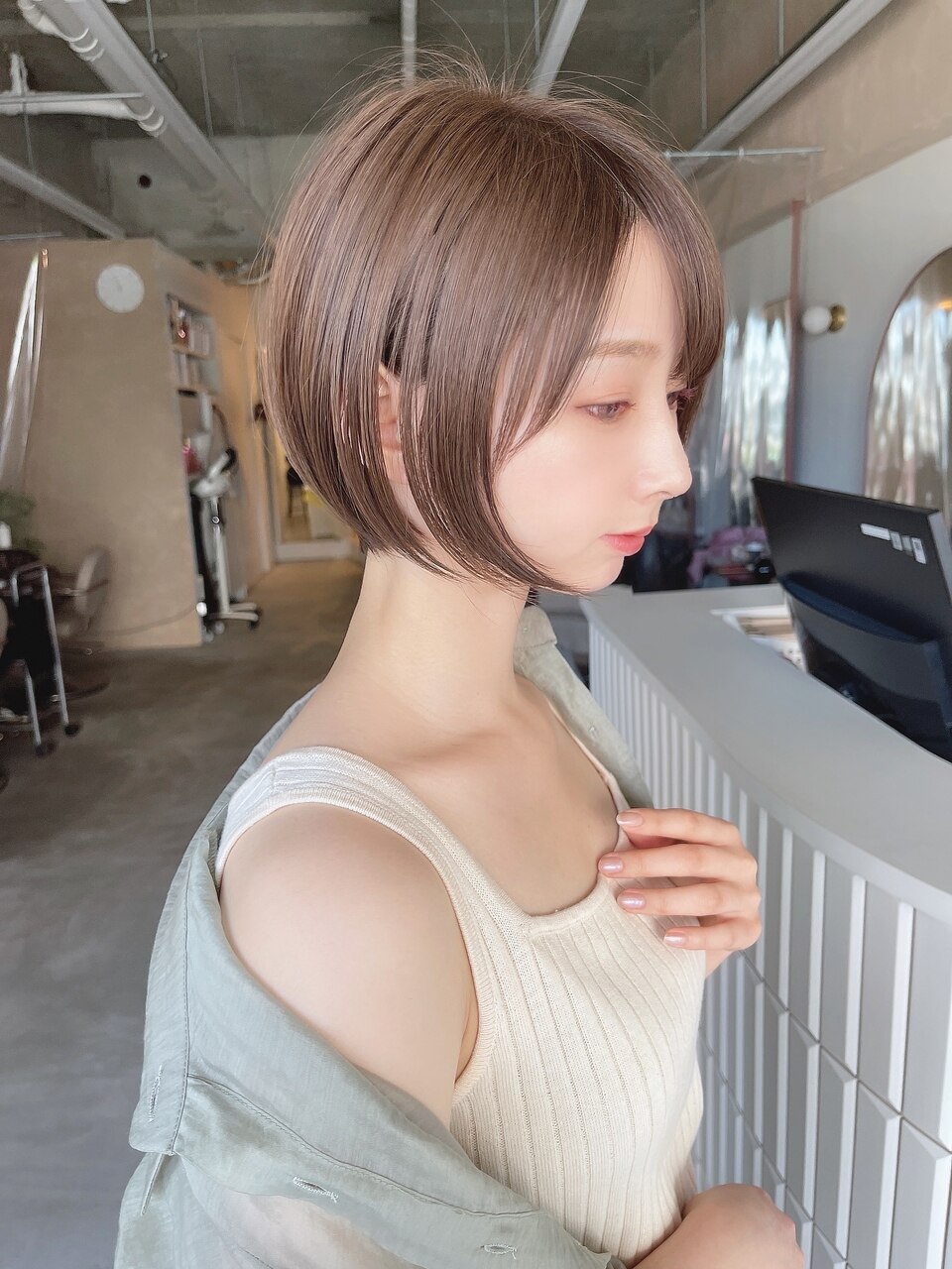 ベレー　カーキベージュ にゃんにゃんベレー