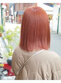 コーラルピンク　ミディアムボブ　ベビーピンク　ピラミンゴ
