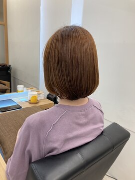  リュクスバトーバイトリコ 船橋南口店(Luxe BATEAU by tricot) 自然なケアストレート×ピンクベージュボブ/20代30代40代