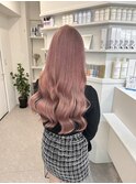 切りっぱなしボブ/エアリーロング/美髪/ピンクブラウン/渋谷