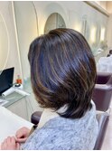 ミディアムくびれハイライトスタイル 30代40代50代 土浦