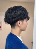 メンズカットツイストスパイラルパーマニュアンスパーマショート