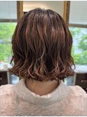 ボブパーマ/ミックスパーマ/20代/コテ巻き風パーマ