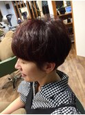 30代40代マッシュショート丸みショート艶カラー /ピンクブラウン