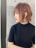 イルミナピンクベージュ 切りっぱなしボブ＠川原拓也