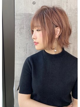 ジアン バイ ミルボン NU茶屋町+(GIEN by milbon) イルミナピンクベージュ 切りっぱなしボブ＠川原拓也