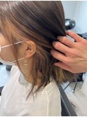 切りっぱなしロブ×インナーカラー