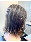 ミニボブ/20代30代40代/脱白髪染めハイライト