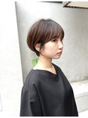 ココアベージュ小顔愛されショートボブ