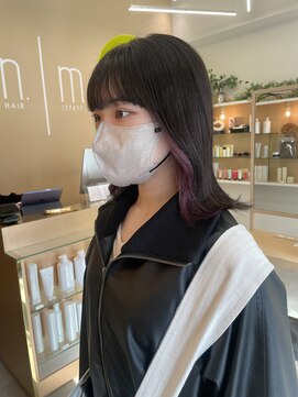 エヌ ドット ヘアープラス ミラクルヘアー(n. HAIR) イヤリングカラー×くびれ外ハネボブ