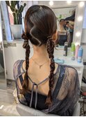 カチモリヘア、編み込み、ツインテール、
