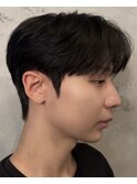 韓国シースルーマッシュ黒髪マッシュカルマパーマダウンパーマ