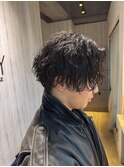 フェザーマッシュツイストパーマソフトツーブロックコンマヘア