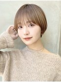 大人ショートボブ丸みショートカットマッシュショート前髪あり