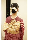 ゆるふわ丸みアップヘア結婚式成人式卒業式ヘアアレンジ