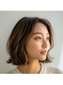 30代40代50代◎大人ナチュラルボブ/白髪ぼかしハイライト
