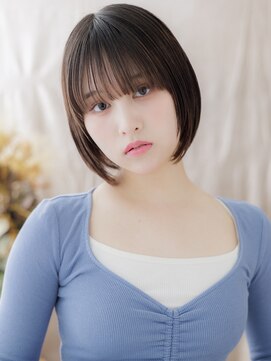 ダークアッシュ小顔切りっぱなしミニボブa上尾20代30代40代