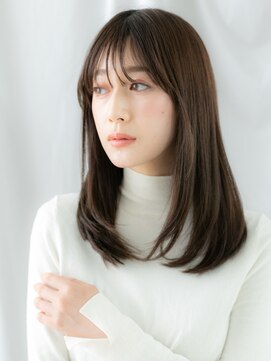 斜めバング似合わせカラー艶感ストレートr古河20代30代40代