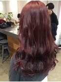 ブリーチなしダブルカラーワインレッド