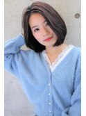 大人ボブ×ナチュラルアッシュベージュ