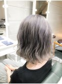 アッシュグレージュ透明感カラー ワンレンボブヘア